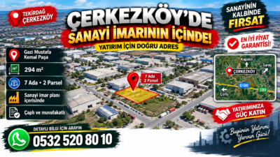 Sanayi imarının içinde ÇERKEZKÖY’DE SANAYİ İMARININ İÇİNDE YATIRIM FIRSATI! Tekirdağ’ın sanayi ve yatırım