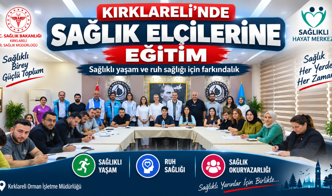 Kırklareli’nde Sağlık Elçilerine Eğitim Kırklareli’nde sağlıklı yaşam alışkanlıklarının yaygınlaştırılması ve toplumda sağlık bilincinin güçlendirilmesi