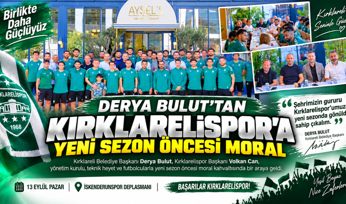 KIRKLARELİSPOR’A MORAL DERYA BULUT’TAN KIRKLARELİSPOR’A YENİ SEZON ÖNCESİ MORAL Kırklareli Belediye Başkanı