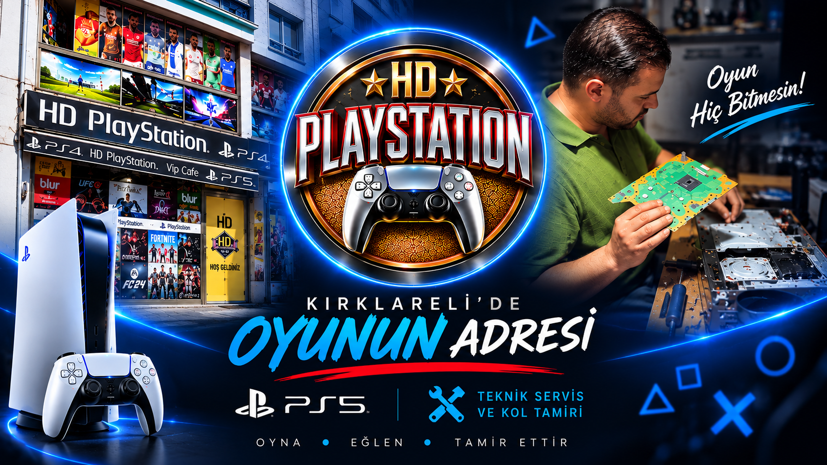 🎮 Kırklareli HD PlayStation Cafe & Servis 🎮 Kırklareli’de Oyunun ve PlayStation Teknik Servisinin Adresi: HD PlayStation